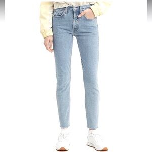 Levi's 501 Button Fly Skinny Jeans in Light Wash with Raw Hem Size 26